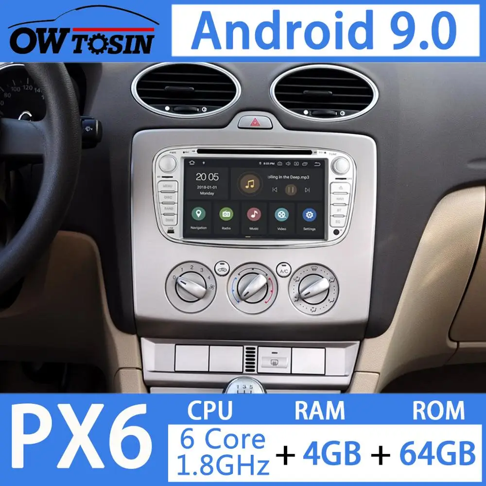 7" PX6 4GB+64GB Android 9.0 Car DVD Player For Ford Focus C S MAX Galaxy Mondeo C-MAX S-MAX Kuga Radio Multimedia GPS Navi | Автомобили