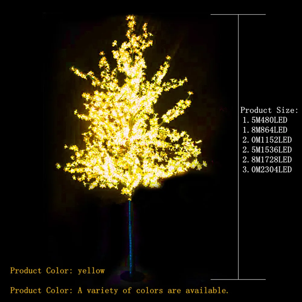864 светодиодный s 6 футов 1,8 м высота светодиодный Вишневое дерево светодиодные огни для новогодней елки Водонепроницаемый 110 220VAC белый открытый - Цвет: 3