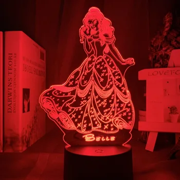 

Princess Belle Dress Figure 3d Led Lamps for Kids Child Girl Bedroom Decorative Light Cool Christmas Gift Baby Led Night Light
