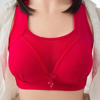 

Full Coverage Bra Big Breasted Plus Size Underwear Lingerie Bra Wire Free Red Soft Comfortable Vest Bra Wholesale Lots Bulks Hot