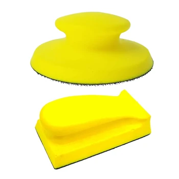 

2 PCS Foam Hand Sanding Block Hand Pad Polishing Pad for Hook and Loop Disc 70X120mm & 125x45mm