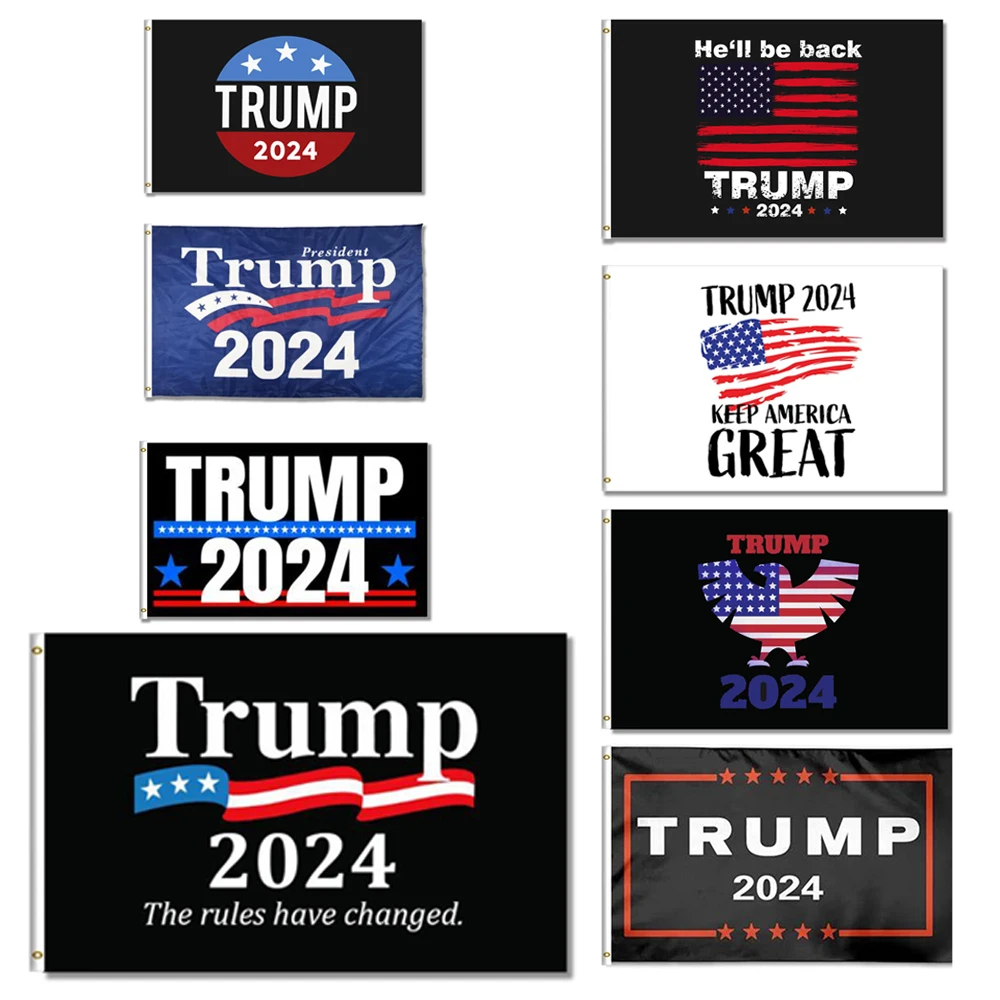 Трамп 2020/Трамп 2024 ФЛАГ 150x90 см 100D полиэстер баннер сохраняет Америку великолепной