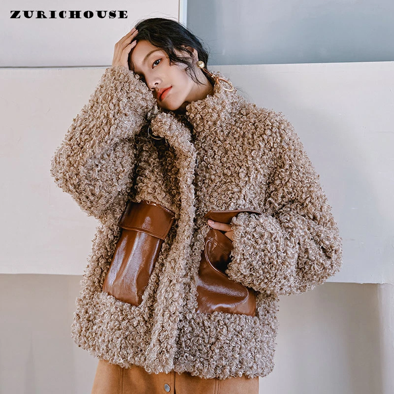ZURICHOUSE, Брендовая женская парка, теплая, свободная, модная, плюшевый мишка, флисовая куртка, высокое качество, из искусственной кожи, зимнее пальто с искусственным мехом