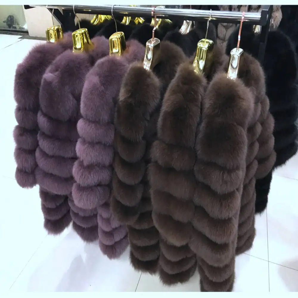 New Natural Real Fox Fur Coat Winter Women Long