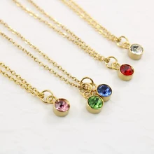 

Custom Delicate Crystal Birthstone Necklace Diamond Solitaire Tiny Necklace Personalised Birthday Gift For Women