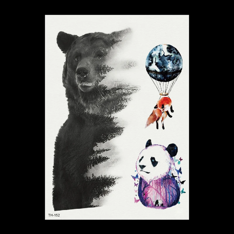 Watercolor Fox Temporary Tattoo Sticker for Waterproof Women Fake Body Art Adult Fashion Hand Tatoo Sticker