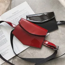 Женская поясная сумка, поясная сумка, открытая лакированная кожа, на застежке, одноцветная поясная сумка, нагрудные сумки# T1P