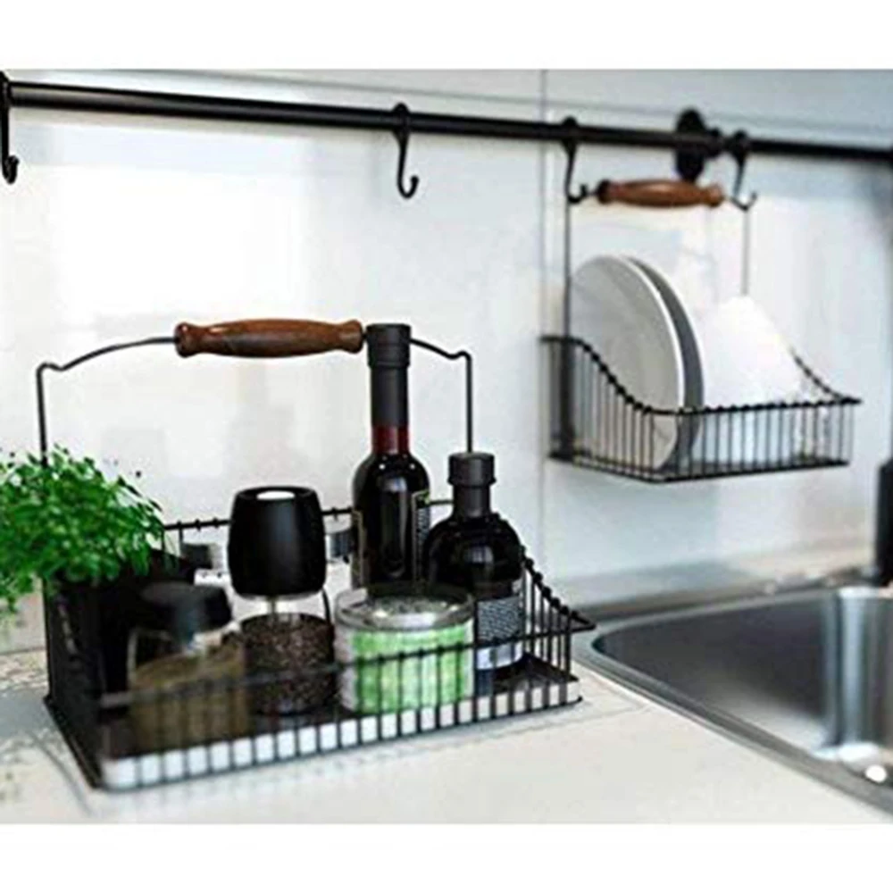 

Stainless Steel Wire Basket for Bathroom Soap Shampoo Storage Rack with Handle Multi Functional Home Kitchen Organizer Supplies