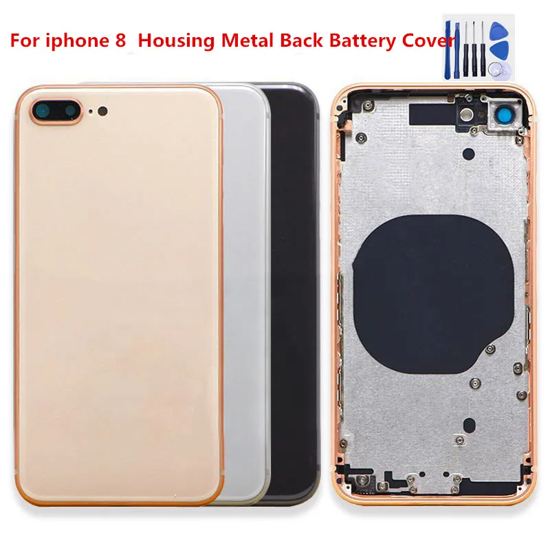 Для iphone 8 корпус металлическая задняя крышка батареи для iphone 8 средняя рамка корпуса задняя дверь чехол батареи без гибкой запасной части