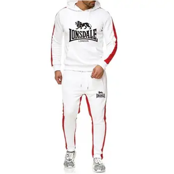 

Fashion LONSDALE Print Men Hoodies Suits Brand Tracksuit Men Hip Hop Sweatshirts+Sweatpants Autumn Winter Fleece Hooded Pullover