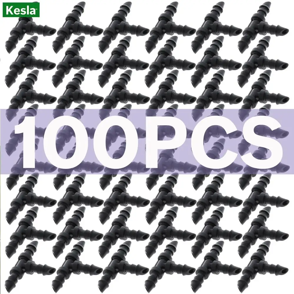 KESLA 100 шт. 4/7 мм тройник колючая 3 контактный разъем для полива сада микро капельного орошения адаптер 1/" шланг для пальцев, искусственные бриллианты, Т-образный шарнир