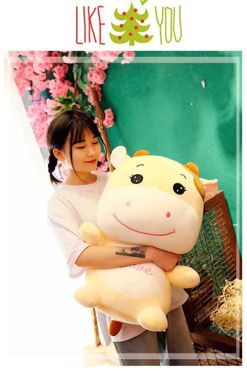 Fancytrader 24'' Lovely Plush Soft Stuffed Giant Animal Milk Cow Toy Big Plush Cow Doll Nice Gift For Kids 60cm 2 Colors (18)