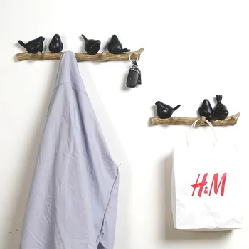 

Home Decoration Storage Hooks Birds On Tree Branch Hook Resin Wall Decor Miniature Wall Mounted Key Hook Coat Hanger