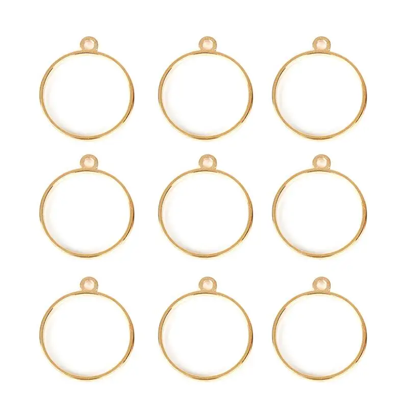 10 шт Открытый ободок пустая рамка Подвески Ассорти геометрические полые спрессованные цветы изделия из смолы для сережек ожерелья ювелирных изделий - Окраска металла: Round1 Gold-10pcs