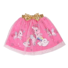 От 3 до 8 лет; юбка для маленьких девочек; детская кружевная юбка принцессы с единорогом; бальное платье с принтом; сетчатая юбка-пачка для девочек; D015