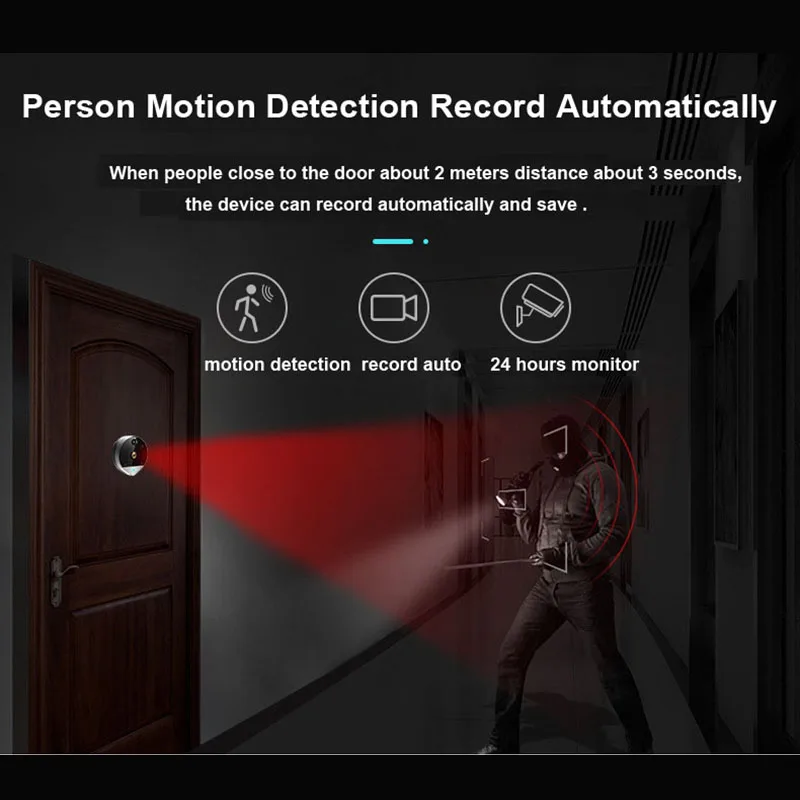  1080P Digital Peephole Viewer Home Security Doorbell Support Max 32Gb 170 Viewing Angle Motion Dete