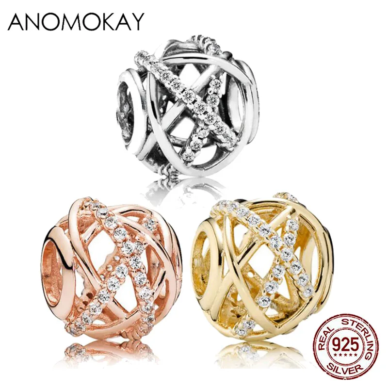 Anomookay, Настоящее серебро пробы, галактика, очаровательный шарик, подходит для браслета Пандора и браслетов, модный шар, сделай сам, украшение из бисера