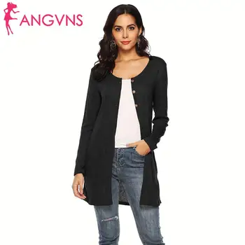 

Women Fashion Casual Solid Front Button Long Sleeve Front Spring/Autumn Open Sweaters button design Cardigans