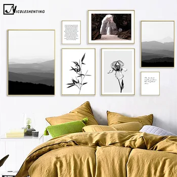 

Scandinavian Motivational Wall Art Picture Black White Nature Scenery Poster Nordic Canvas Print Painting Modern Home Decoration