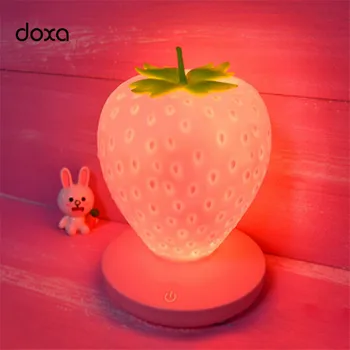 

LED Night Light Strawberry Model USB Charging Bedside Decoration Atmosphere Lamp GY271 3 Modes Dimming Night Lamp for Girls Gift