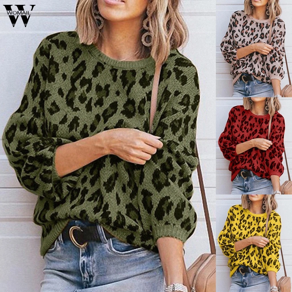 

Womail Sweater Women 2019 Female O-Neck Pocket Casual Print Knitted Sweater autumn Winter Long Sleeve Femme Pullover Jumper 88
