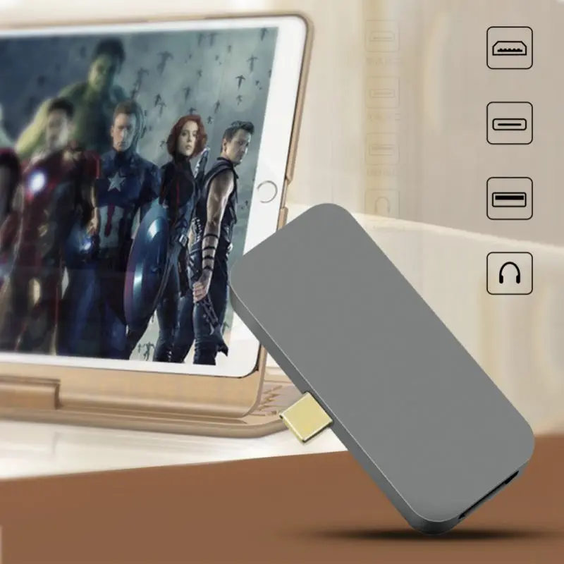 USB C концентратор для IPad Pro 4 в 1 PD type-C USB3.0 HDMI 3,5 мм разъем для наушников адаптер USB C концентратор прочный