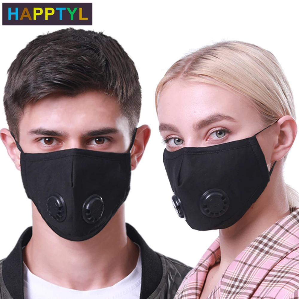 

HAPPTYL Reusable Dust Mask Adjustable Earloop with Activated Carbon Filter And Dual Valves for Women Men Outdoor Activities