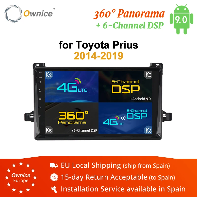 Ownice 4G+ 64G Восьмиядерный K3 K5 K6 автомобильный радиоприемник Android 9,0 плеер для Toyota Prius gps Navi авторадио 360 панорама DSP 4G LTE SPDIF
