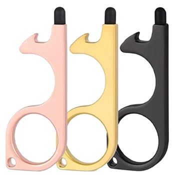 

Keychain Stylus with Bottle Opener No Press Tool Push Button Elevator Handles Touchsn Writing Accessory