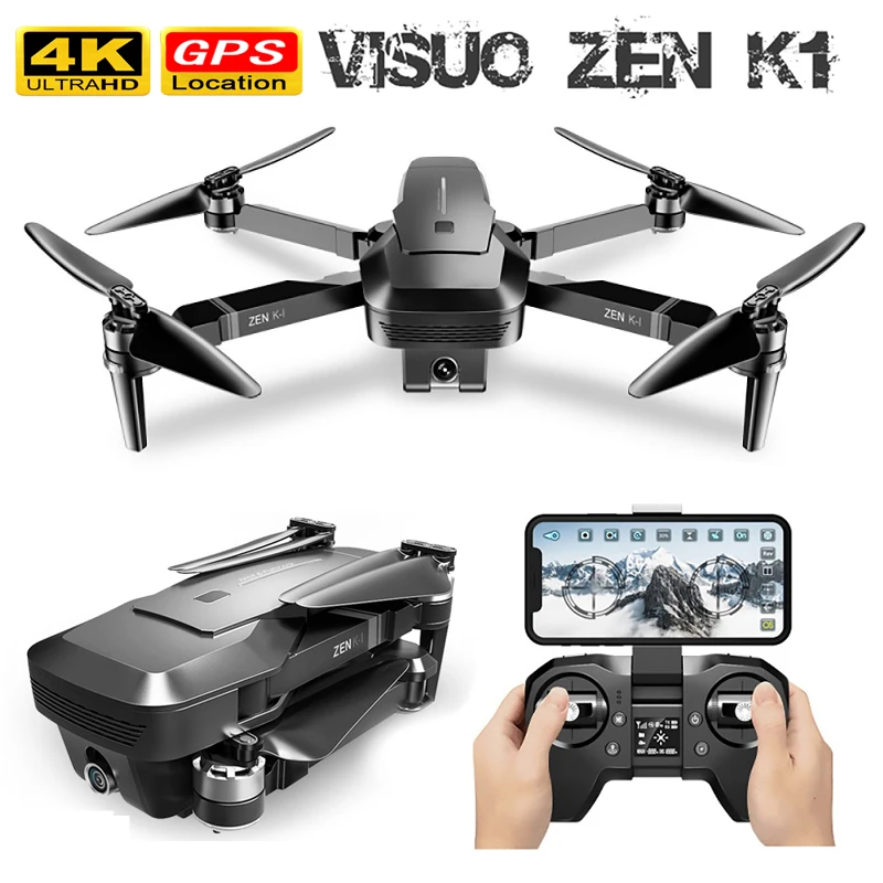 VISUO ZEN K1 Радиоуправляемый Дрон gps с 50-кратным зумом широкоугольная HD Двойная камера wifi FPV Квадрокоптер бесщеточный мотор полёт 28 мин Дрон 4K