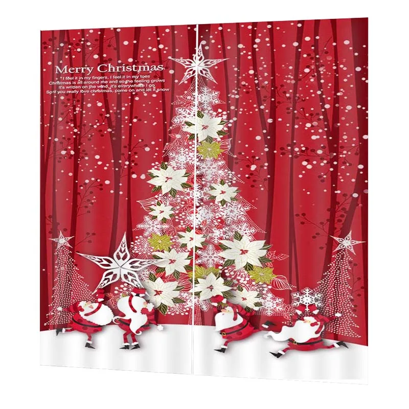 Новогоднее Рождественское украшение Санта Клаус Снеговик Рождественская печать занавески s окно для гостиной спальни магазин занавески - Цвет: 9 Red Christmas Tree