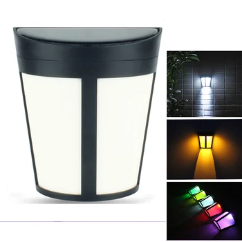 

Outdoor Solar Fence Post Lights ,RGB Sensor Lamp Wireless Waterproof Wall Light with Auto on/Off for Patio Garden