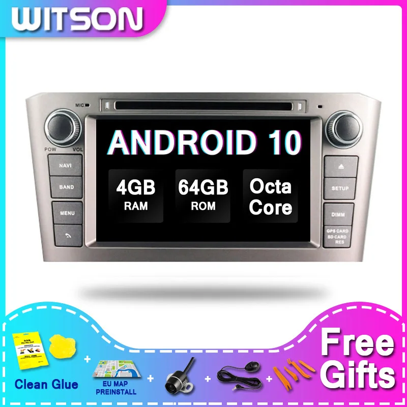 DE Estoque! Witson android 10.0 carro auto rádio 2 din para toyota avensis 2005-2007 px5 octa-núcleo 4 + 64gb
