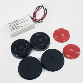 

Black Steering Wheel Button Round Receiver Box Wireless Car W/ Night Light