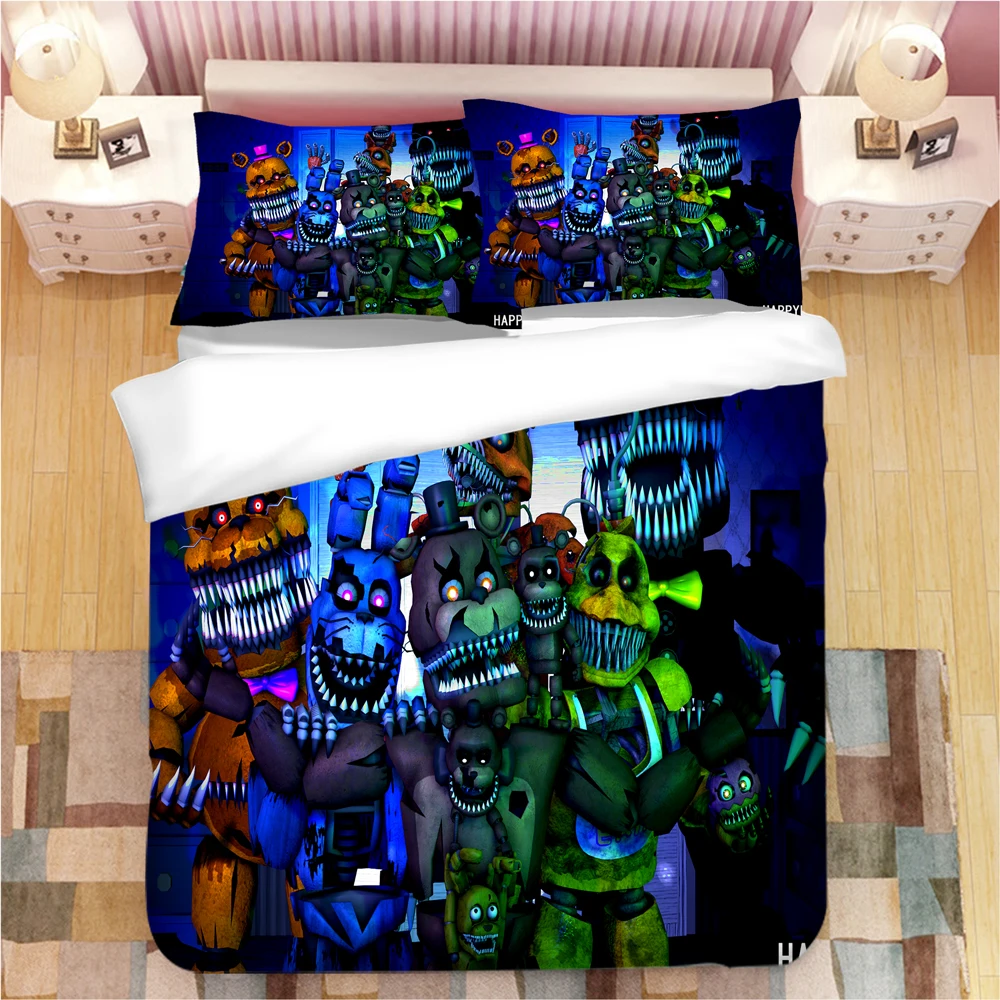 Комплект постельного белья Five Nights at Freddy's с 3D рисунком, пододеяльники, наволочки, игрушечный медведь, одеяло, постельные принадлежности, постельное белье