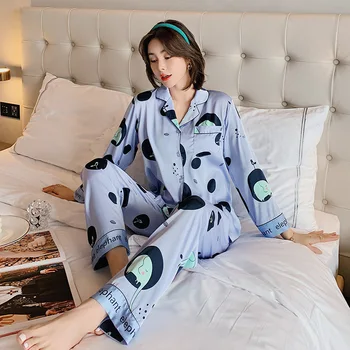 

Pajamas Women's Thin Long Sleeve Pants Leisure Nachtkleding Vrouwen Robe De Nuit Koszula Nocna Camisones Para Dormir