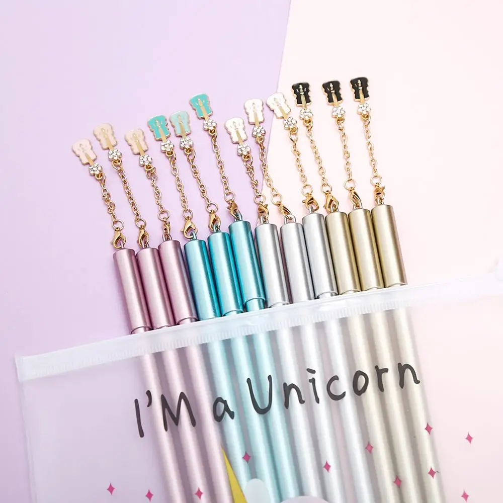 

12pcs Kawaii Metal Guitar Music Pendant Gel Pen Kawai Creative School Stationery Store Cute Funny Thing Adult Party Favor Gift