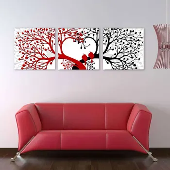 

Pictures Red Black Tree Gift Paint By Number Oil Painting 3Pcs/Set Joint Canvas Household Decoration DIY Wall Hanging Art