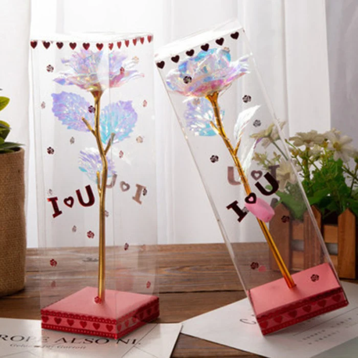 New 24K LED Luminous Simulation Rose Flower Romantic Christmas Valentine Day Wedding Gift NE