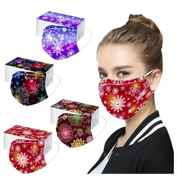 

Breathable Christmas Mouth Masks Snowflake Printing Mouth-muffle Cover Face Mask Disposable Nonwoven Filter Masks Mascarillas