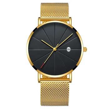 

Steel Strap Casual Adult Fashion Slim Men Watch Wrist Calendar Minimalist Business Quartz Ultra Thin Gifts Round