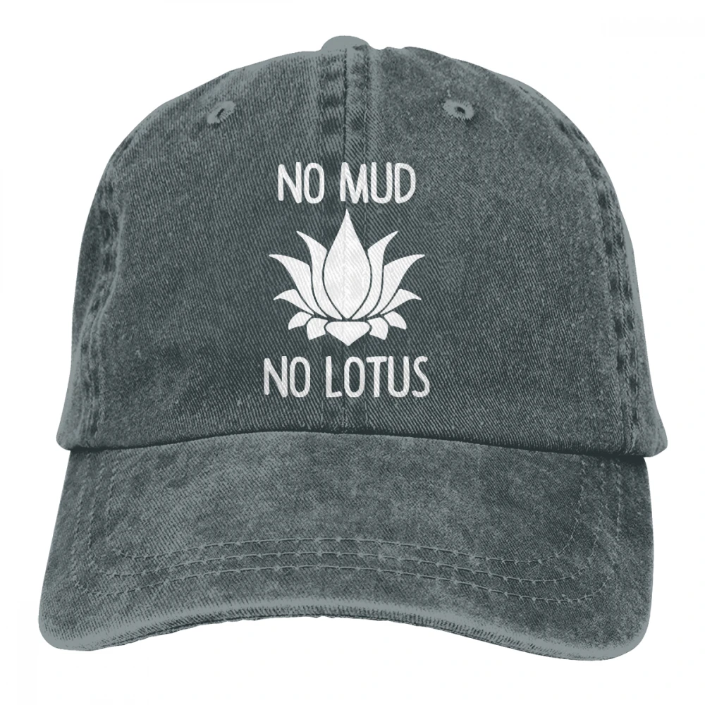 No Mud No Lotus Casquette черный унисекс Мужские Женские джинсовые бейсболка с ремешком кепки Регулируемый Гольф папа шляпа