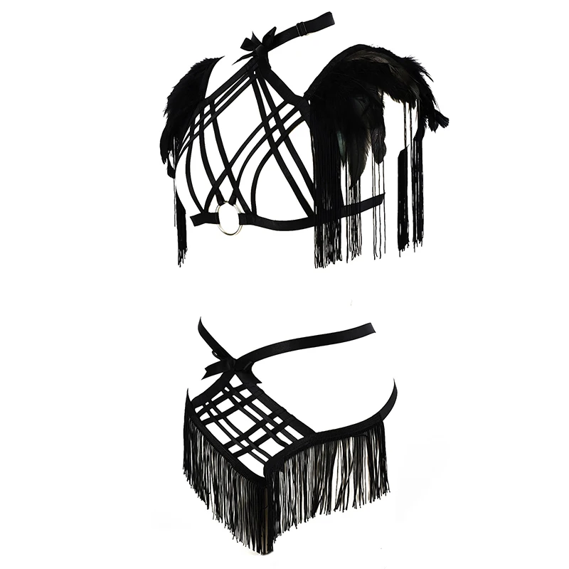 Erotic bondage underwear cage bra Gothic garter belt tassel suspenders sexy ladies ladies body belt bra fetish boobs