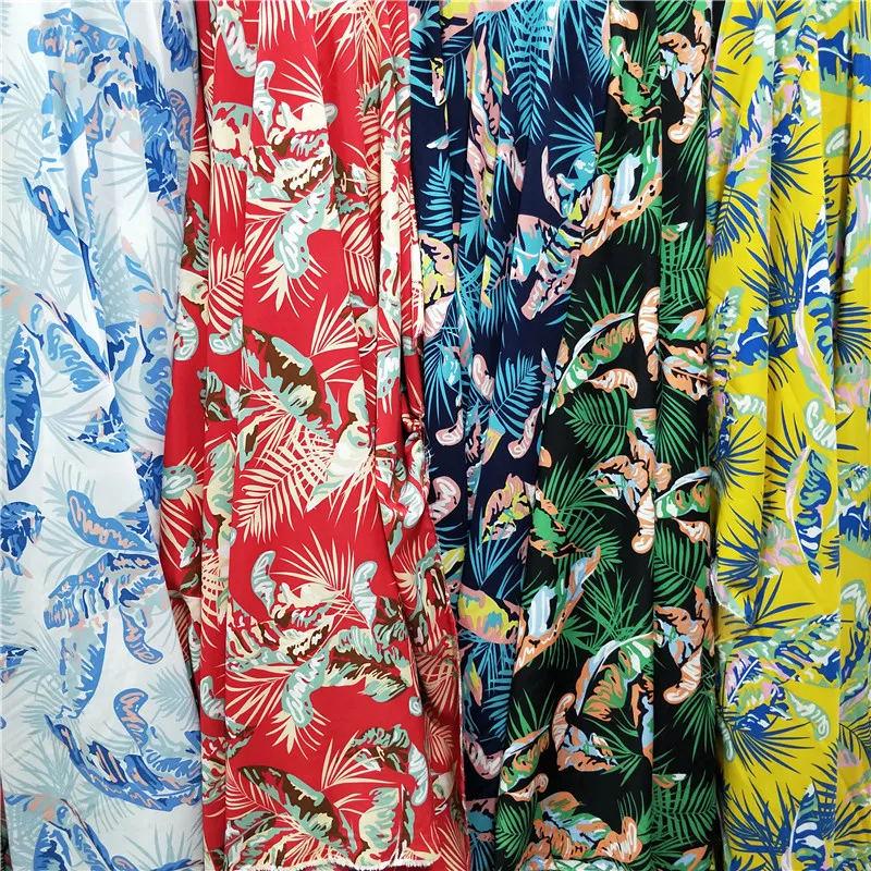 

Tecidos African Fabric Musa Leaf Impervious To Hawaiian Wind Printing 100d Four-sided Bullet Thickened Dress And Skirt Fabrics