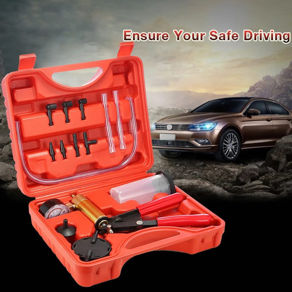 

High Quality Hand Held Brake Bleeder Tester Set Vacuum Pump Car Motorbike Self Vacuum Pump Kits Brake Bleeder Screw Adapter #N