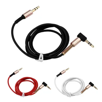

3.5mm Jack Elbow Male to Male Stereo Headphone Car Aux o Extension Cable (Black)