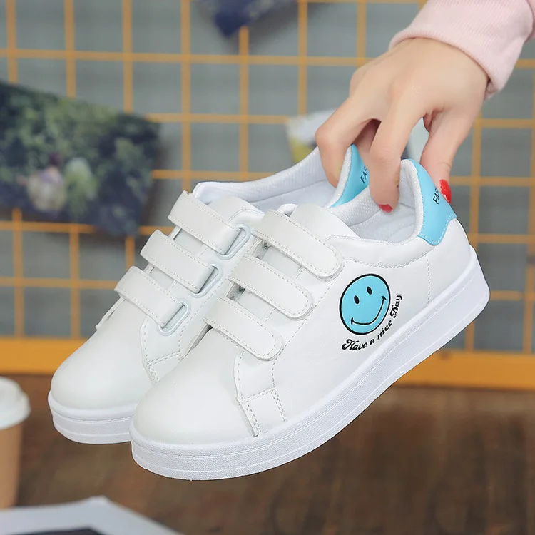 

2018 Spring New Style Velcro Korean-style Mold Plastics Casual Board Shoes Student's Shoes Smiley Running Sports Women's Shoes