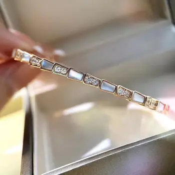 

100% 925 sterling silver white mother-of-pearl snake bone bracelet, full of seduction and charming sensibility