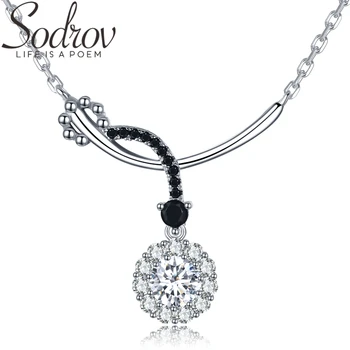 

SODROV Romantic Arrive 925 Sterling Silver Fine Jewelry Trendy Round Engagement necklaces & pendants for Women K027