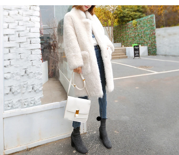 Real Fur Coat Winter Women High Quality Fashion Long Sleeve Female Outerwear Warm Winter Coat Jacket Thick Plus Size Coats